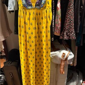 Calypso St. Barth Yellow and Blue Embroidered Dress